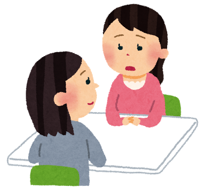 相談者と相談員の女性が話をしているイラスト