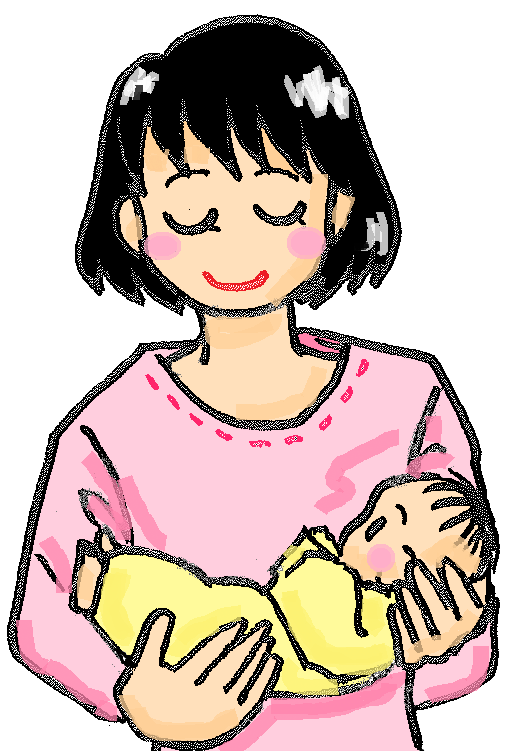 赤ちゃんをだいているおかあさんのイラスト