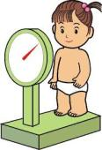 体重計に乗っている子供のイラスト