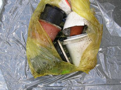 プラスチック製の容器が入ったごみ袋の写真