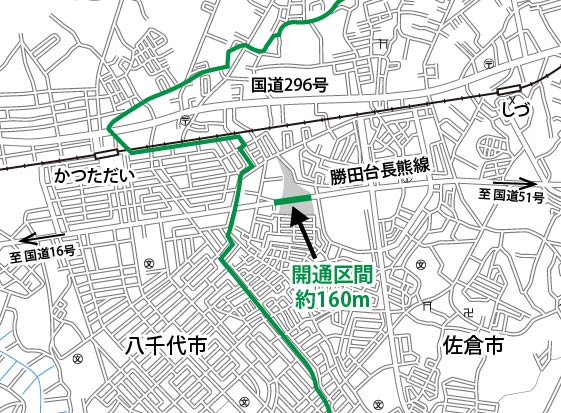 開通区間の地図