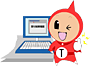 パソコンと赤いエルタックスのキャラクターのイラスト