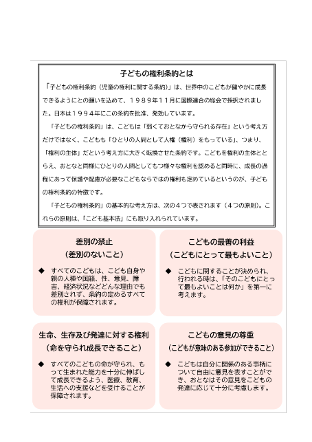子どもの権利条約（児童の権利に関する条約）のチラシ
