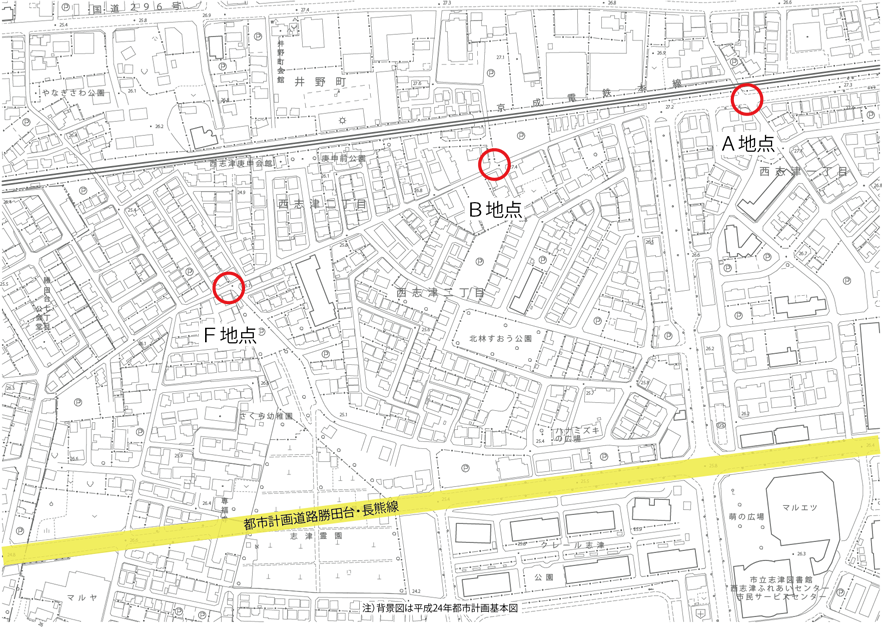 市道2-1001号線交通量調査個所位置図