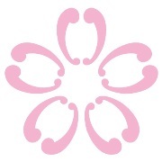 馬のくつわにつける金具である鐶（かん）を、花びらに見立てて、桜の花を形どったピンク色の佐倉市の市章