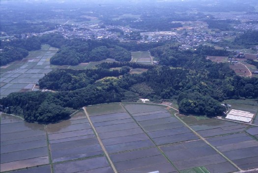 上空から写した本佐倉城跡の全体の写真